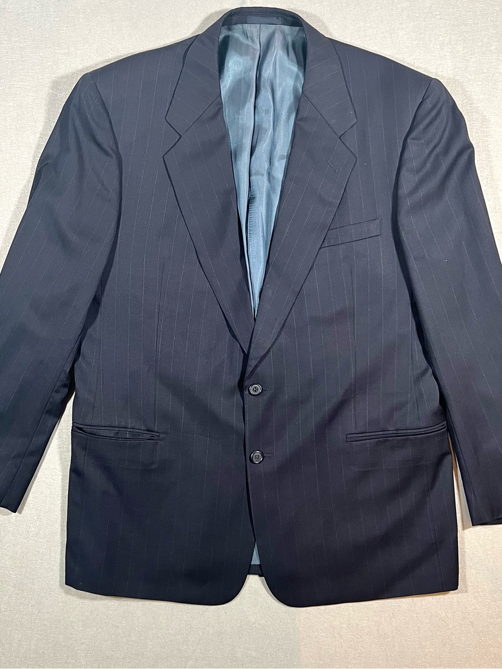 Louis Roth Men's 42R Wool Blue Pinstripe Single-Breasted 2-Button Jacket